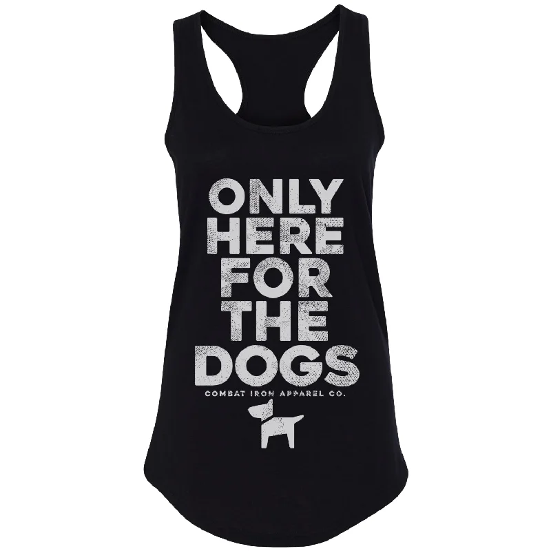 short sleeve t-shirt for men -Only Here For The Dogs Ladies Tank Top