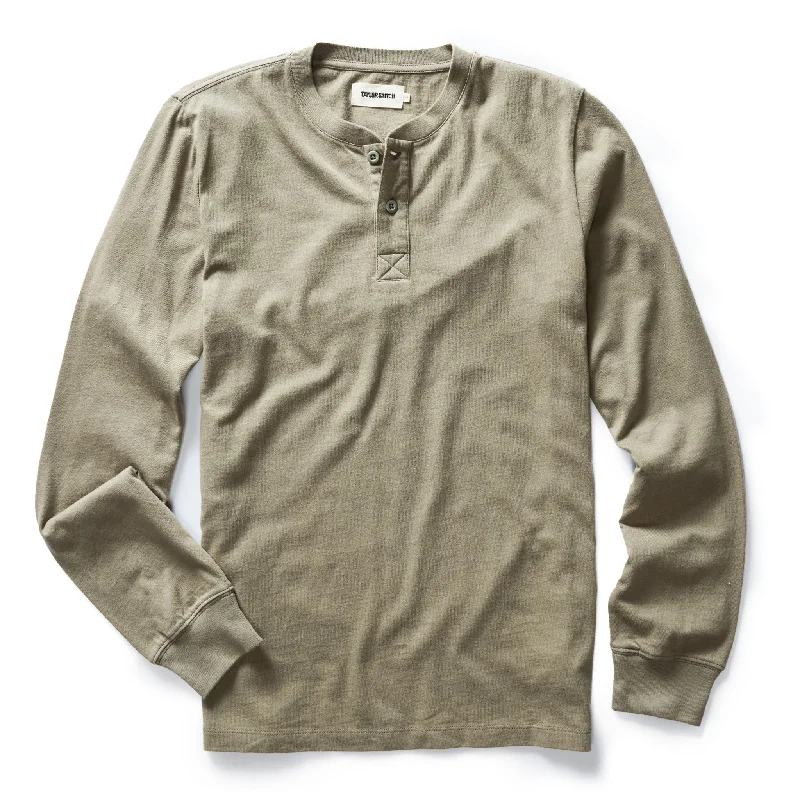 loose fit short sleeve shirt -The Organic Cotton Henley in Sage