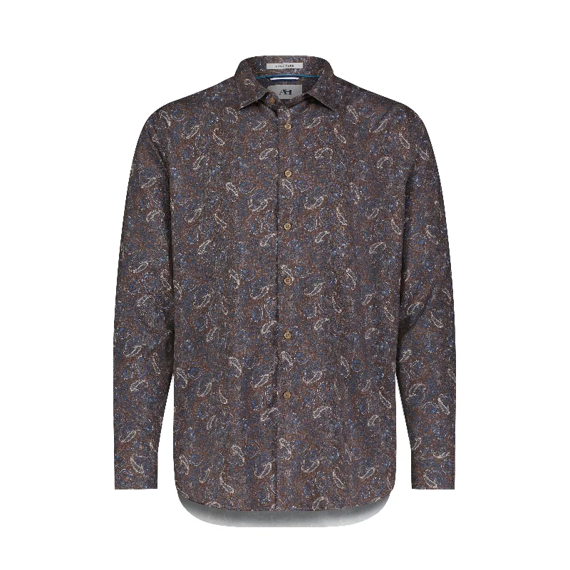 casual shirt with zip-up collar -Paisley Printed Shirt