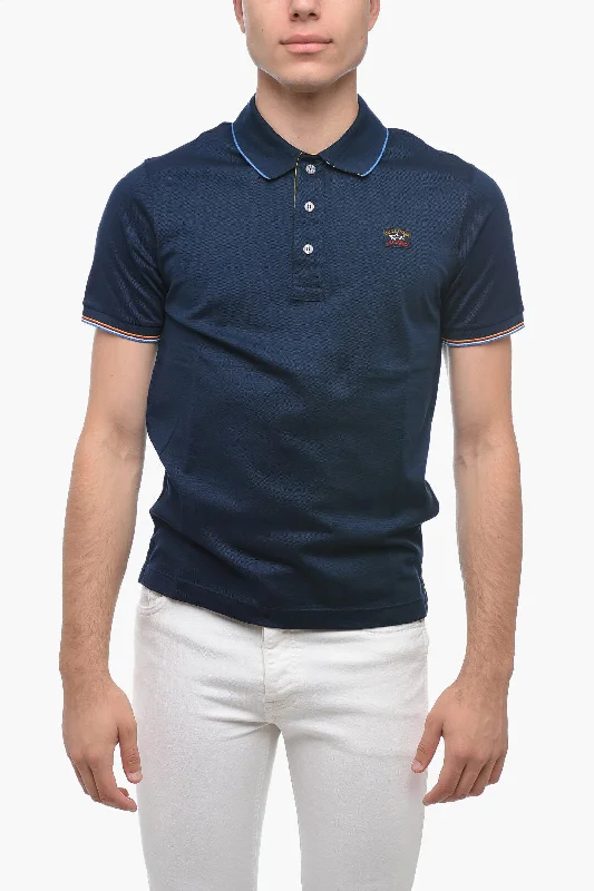 casual stylish short sleeve tee -Paul & Shark Cotton Polo Shirt with Colored Buttons