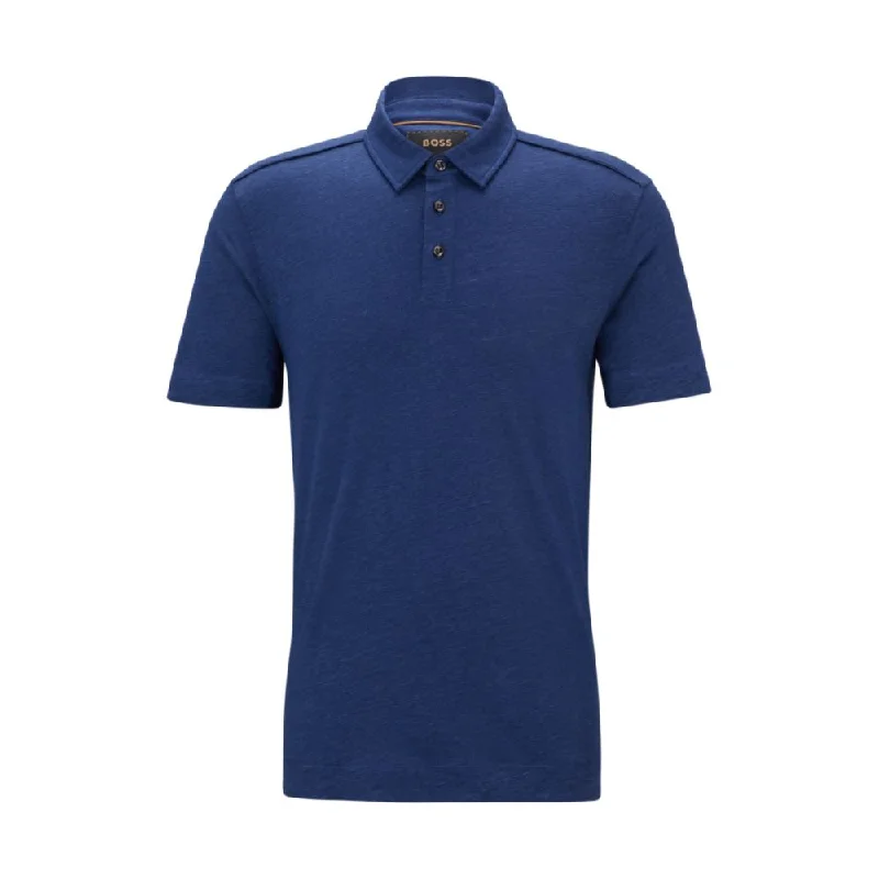 loose-fit short sleeve t-shirt for leisure -Piping-detail polo shirt in linen and silk