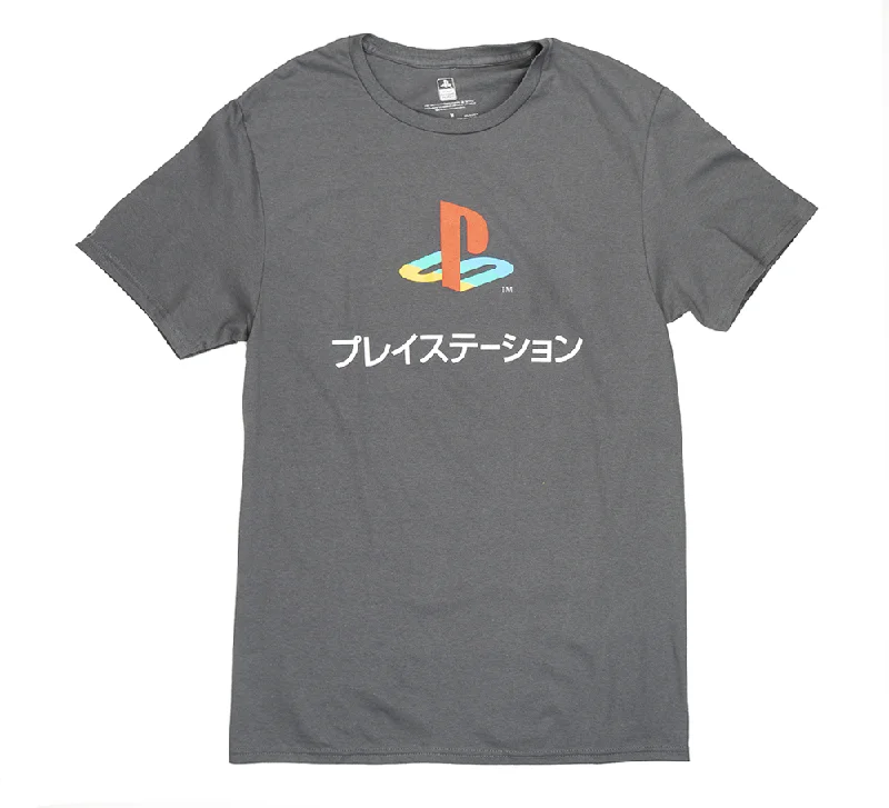 short sleeve tie-dye t-shirt -PLAYSTATION LOGO T-SHIRT CHAR - PSJ028AM