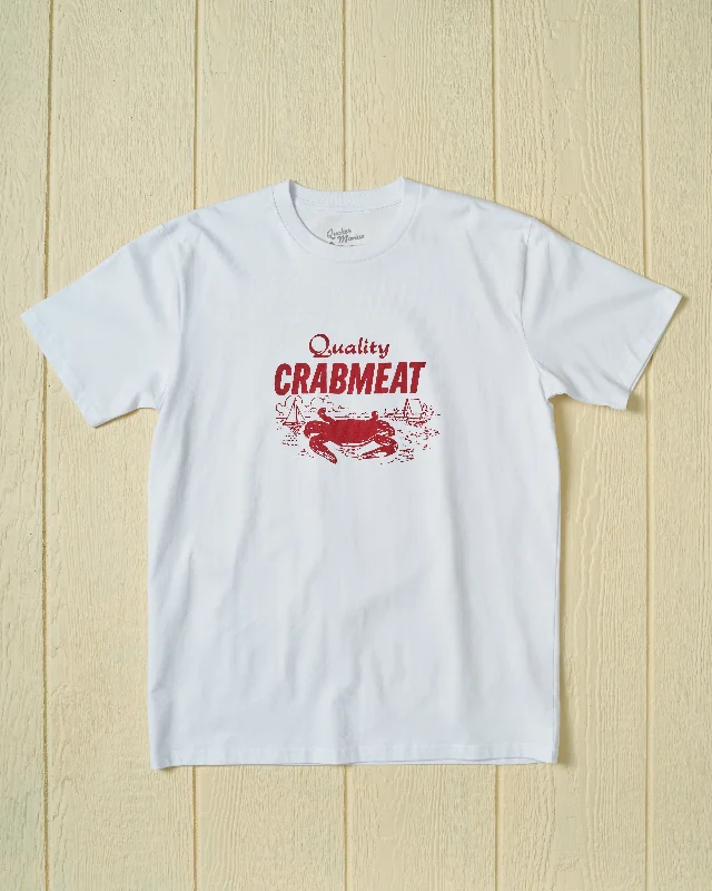 casual short sleeve shirt for laid-back style -Quality Crabmeat Tee in White