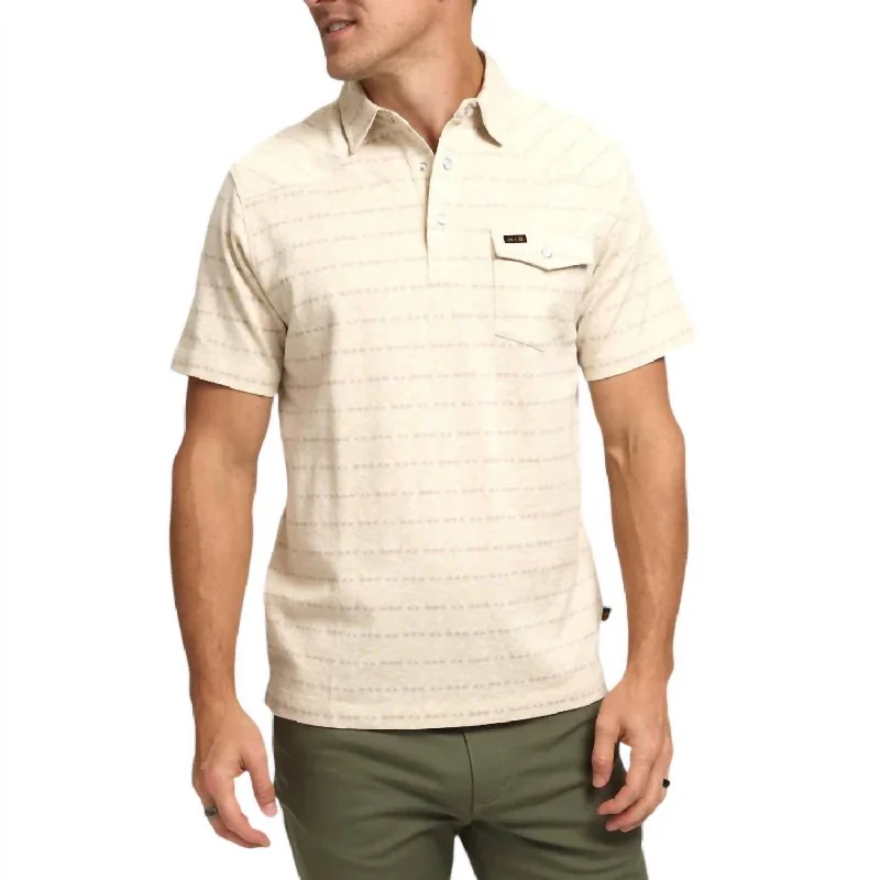 summer short sleeve workout shirt -Ranchero Jacquard Polo In Chiba Jacquard: Creme