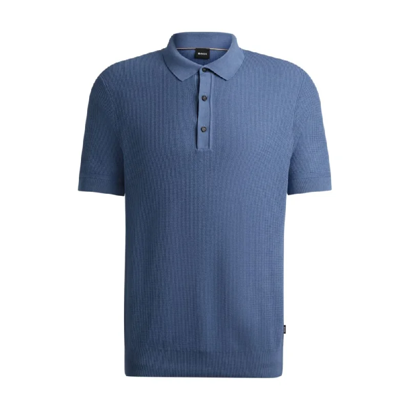 fitted short sleeve shirt for a tailored look -Regular-fit knit polo with mixed structures