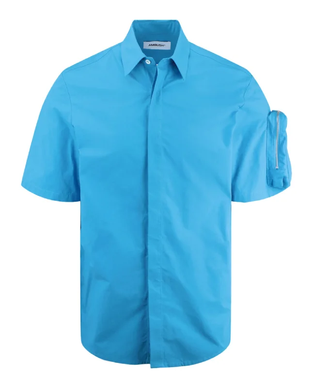 cotton dress shirt for men -Short Sleeve Collared Shirt