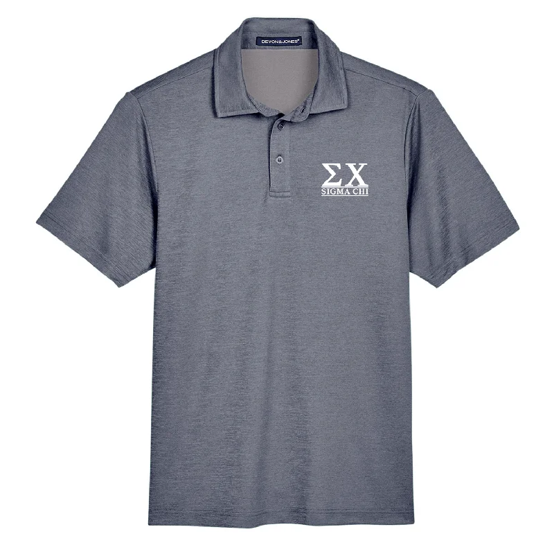 fashionable loose short sleeve shirt -Sigma Chi Greek Letters Performance Polo (Navy)