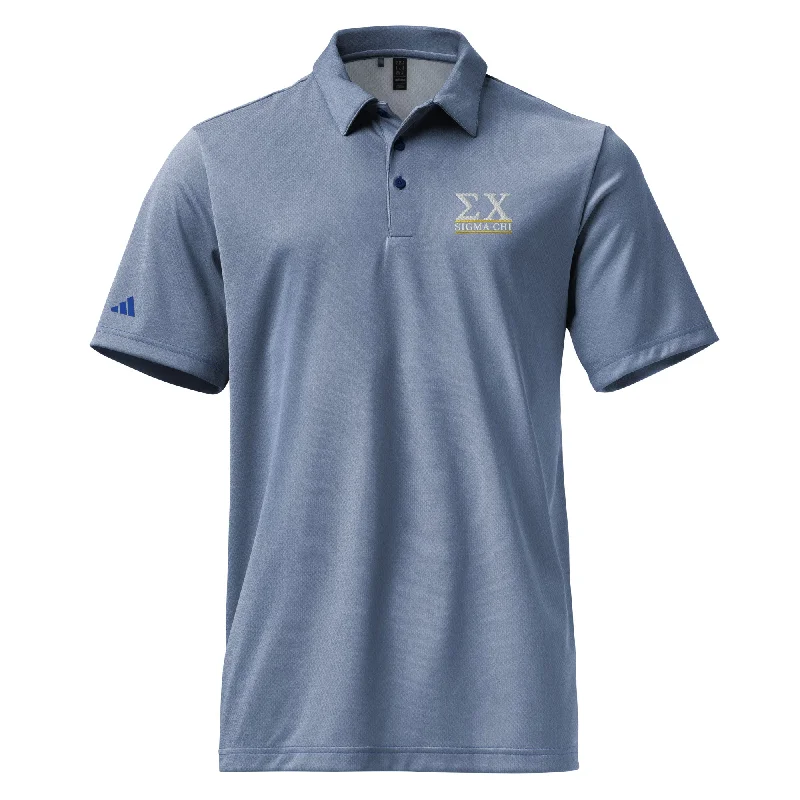 short sleeve t-shirt with subtle patterns -Sigma Chi Letters Space Dyed Polo by Adidas