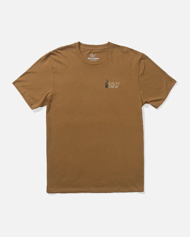 casual graphic short sleeve shirt for men -Stakeout Premium Tee - Caramel