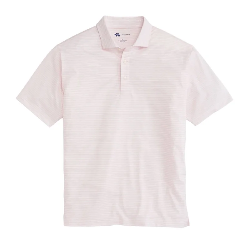 simple short sleeve t-shirt for everyday wear -Stripe Performance Pique Polo Shirt In Rose Shadow