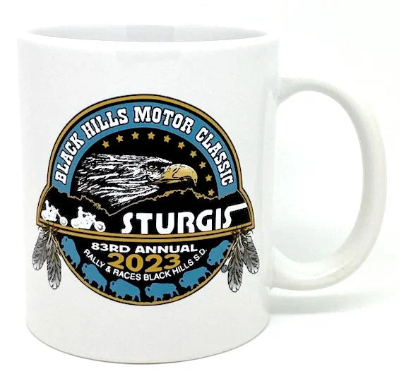 short sleeve graphic t-shirt for casual style -Sturgis Official Heritage White C-Handle Mug - 2023