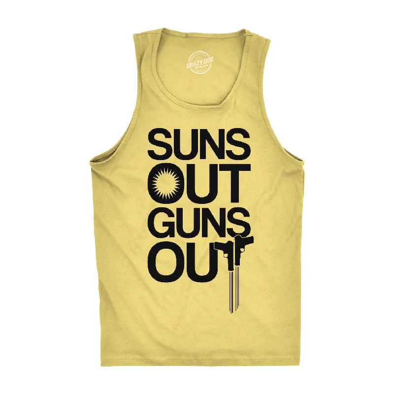 short sleeve t-shirt for hot weather -Suns Out Guns Out Men's Tank Top