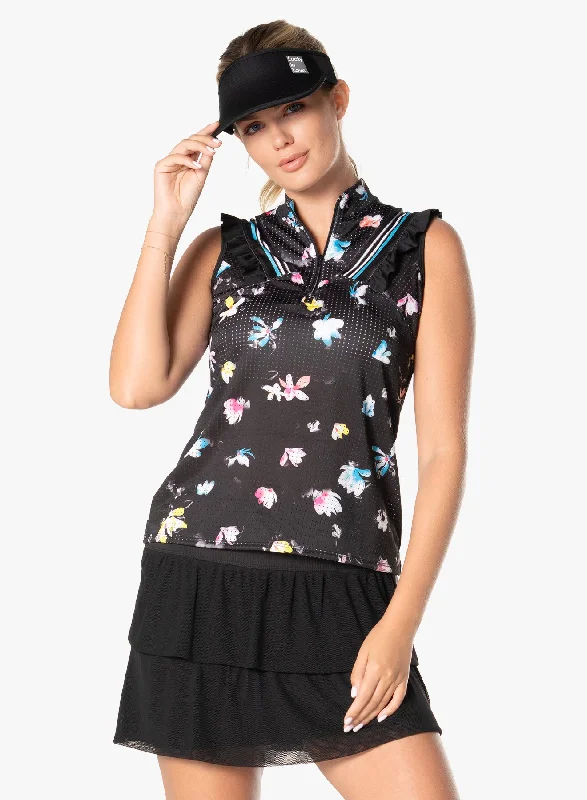 stylish short sleeve t-shirt with floral design -Tropical Sublime Zip Tank