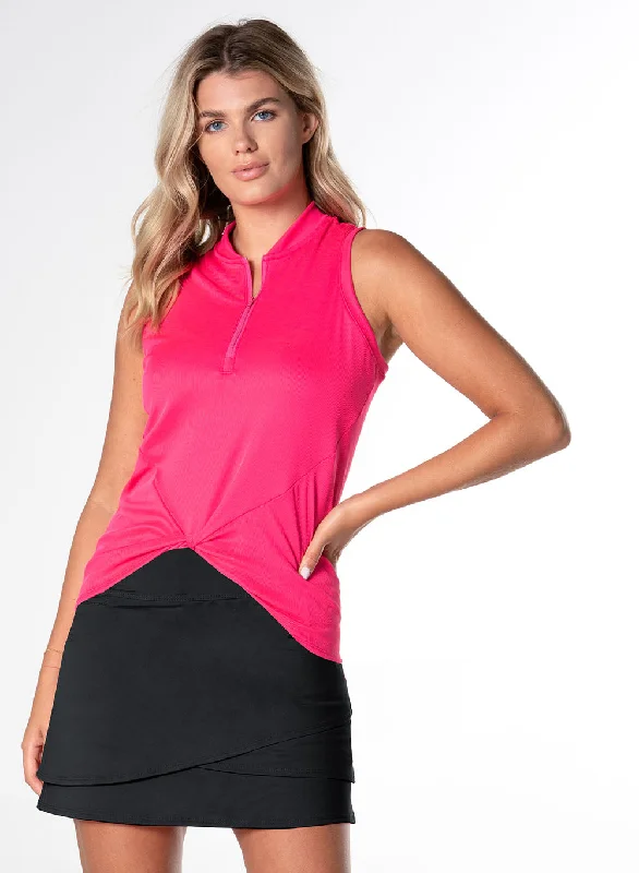 trendy short sleeve t-shirt -Twist It Up Zip Tank