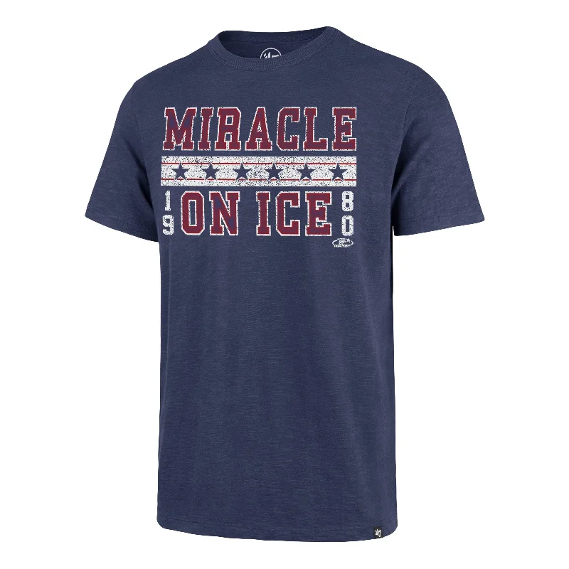 short sleeve t-shirt for winter layering -USA HOCKEY MIRACLE ON ICE BLUE '47 SCRUM TEE