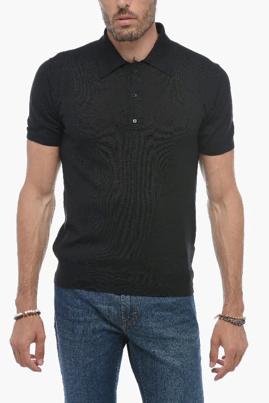 relaxed fit short sleeve shirt for men -Valentino Cashmere Blend Shirt Sleeved Polo