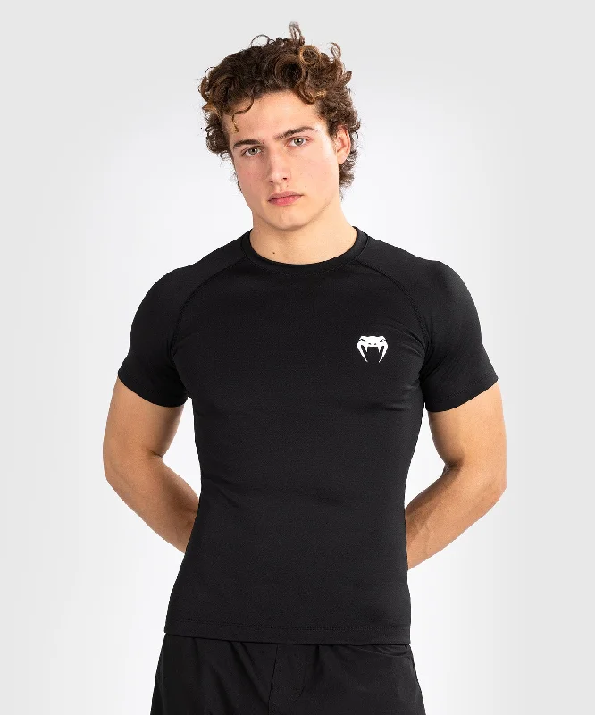 short sleeve raglan t-shirt for men -Venum Contender Men’s Short Sleeve Rashguard - Black/White