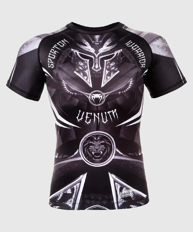 short sleeve performance t-shirt for sports -Venum Gladiator 3.0 Rashguard - Black/White - Short Sleeves