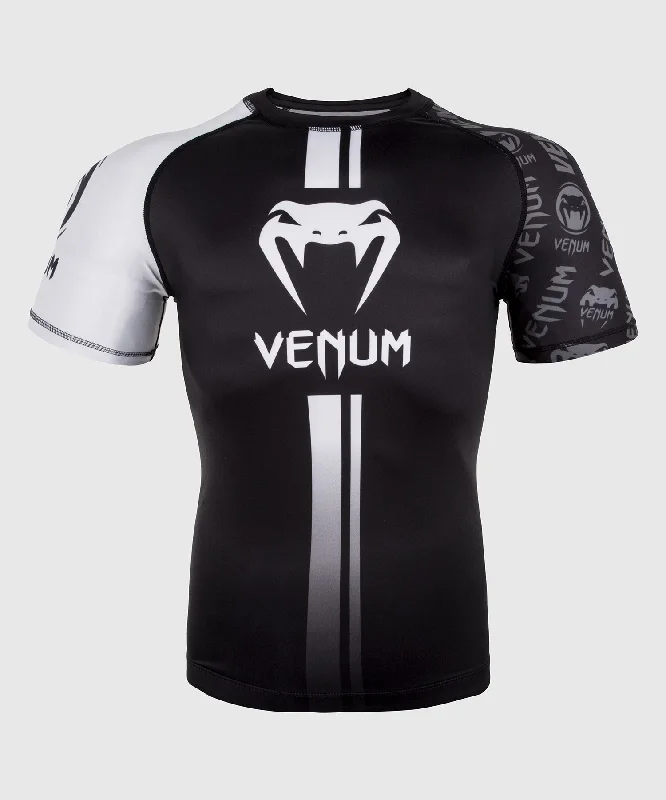 soft short sleeve cotton shirt -Venum Logos Rashguard Short Sleeves - Black/White