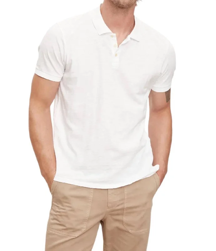 comfortable short sleeve workout shirt -Willis Polo In White