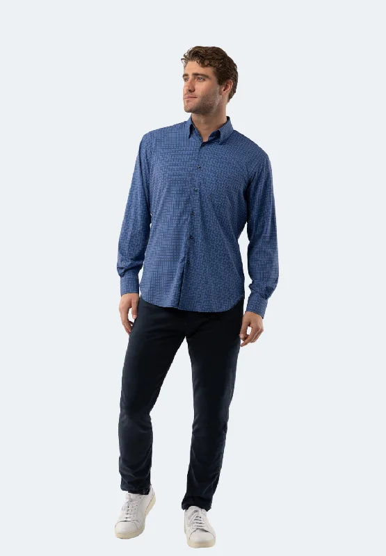 trendy graphic shirt for men -Yale Blue Plaid Shirt