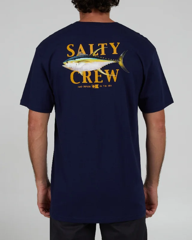 trendy short sleeve shirt for relaxed vibes -Yellowfin Classic Tee - Navy