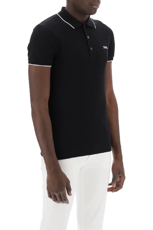 colorful short sleeve t-shirt for summer -Zegna Slim Fit Polo Shirt In Stretch Cotton