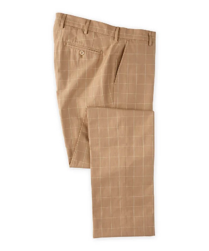 lightweight jogger pants -Windowpane Cotton-Linen Trouser