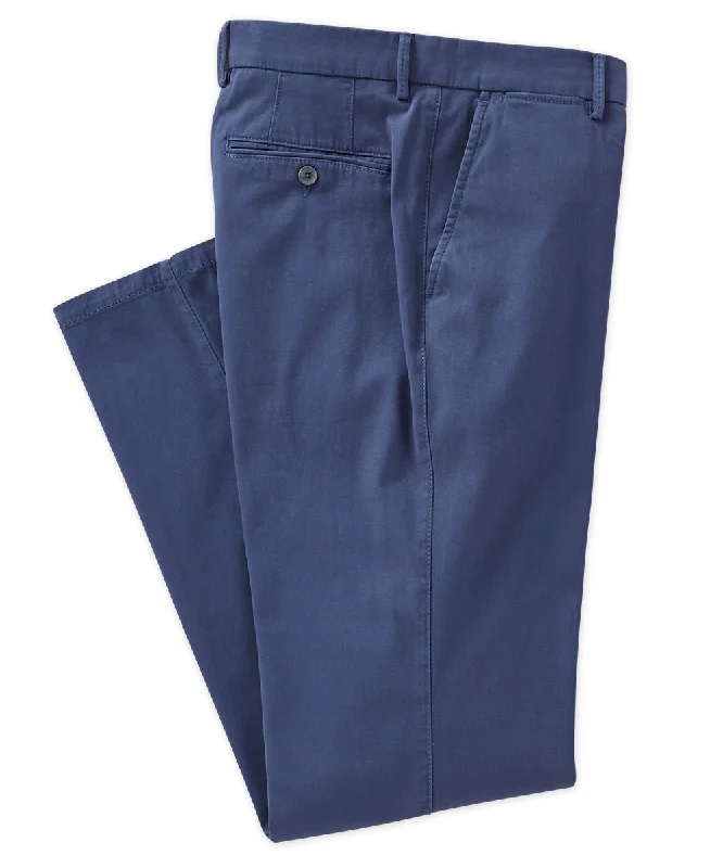 functional travel pants for men -Pima Stretch Twill Flat-Front Trouser