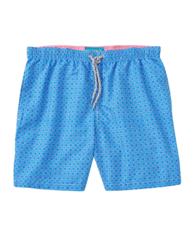 relaxed fit sweatpants for men -Michael's Italian Ethnic Tile Print Swim Trunks