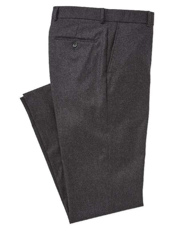 fleece-lined pants for extra warmth -Wool-Cashmere Flannel Flat-Front Trouser