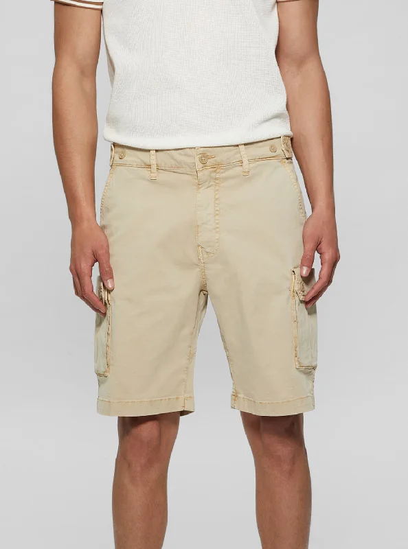 fleece pants for cozy days -Beige Soft Twill Cargo Shorts