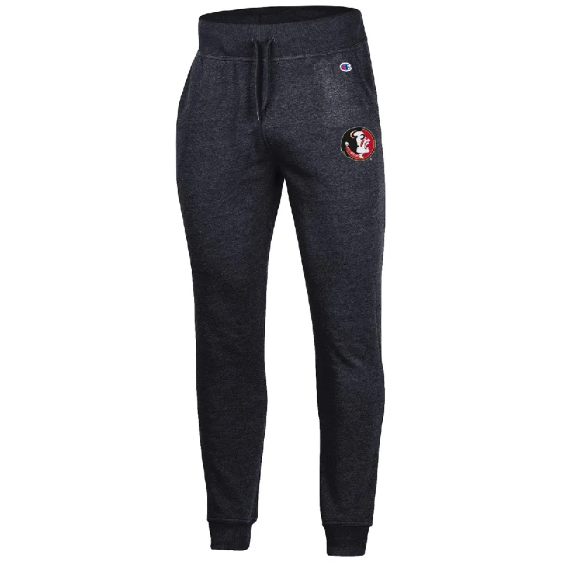 high-rise denim pants for women -Champion Men's Vault Seminole Logo Tri-blend Jogger - Black