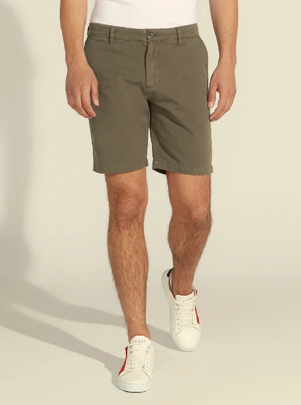 stylish cargo pants for men -Green Canon Twill Chino Shorts