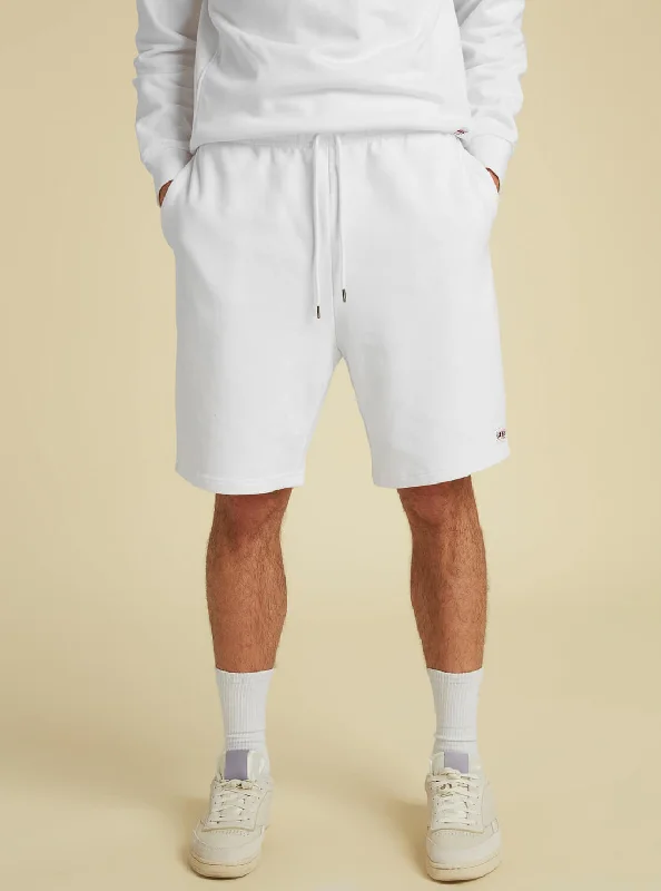 running pants for cold weather -GUESS Originals White Relaxed Fit Kit Shorts