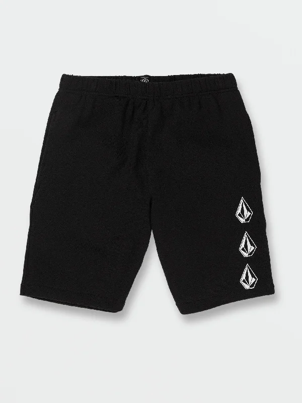 breathable workout pants for fitness -Big Boys Iconic Stone Fleece Shorts - Black