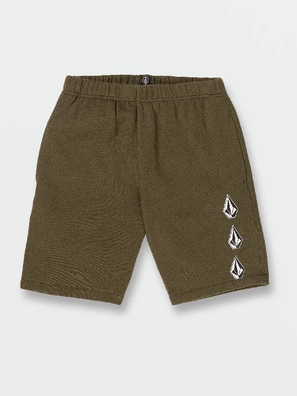 casual sweatpants for lounging -Big Boys Iconic Stone Fleece Shorts - Military