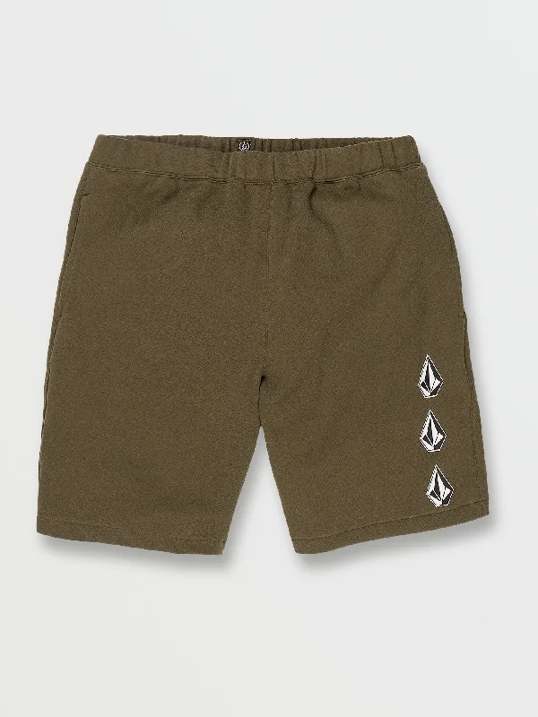 comfortable leggings for every day -Iconic Stone Fleece Shorts - Military