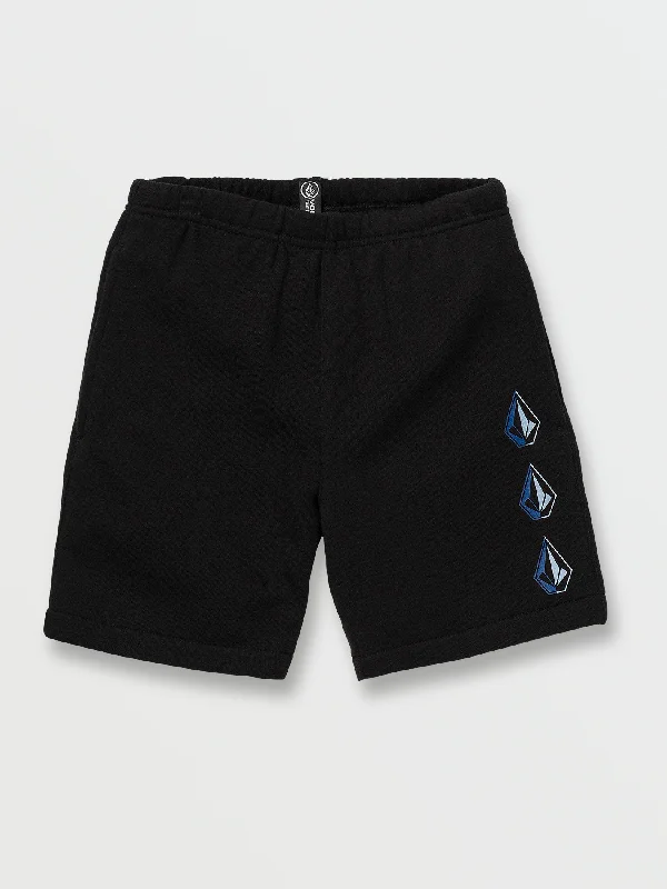 warm fleece pants for men -Little Boys Iconic Stone Fleece Shorts - New Black