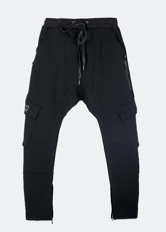 men’s workout pants with pockets -Konus Men's Ankle Zip Cargo Sweatpants in Black