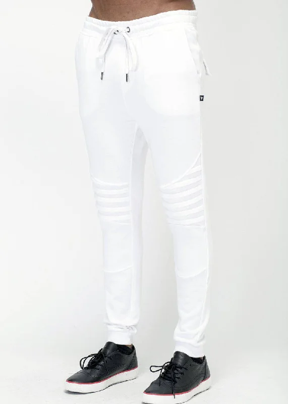 slim cut denim jeans for women -Konus Men's Biker Style Joggers in White