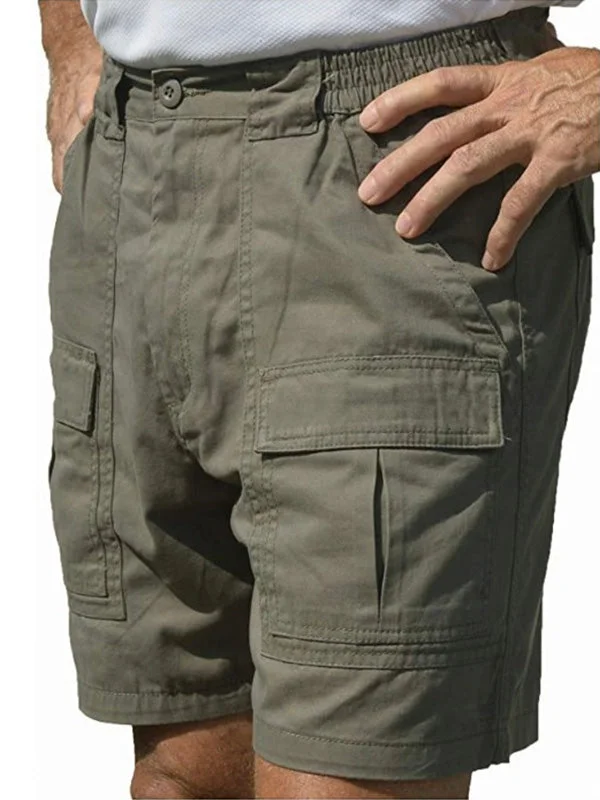 high-stretch cargo pants for men -Men’s Multi Pockets Comfy Stretchy Cargo Shorts