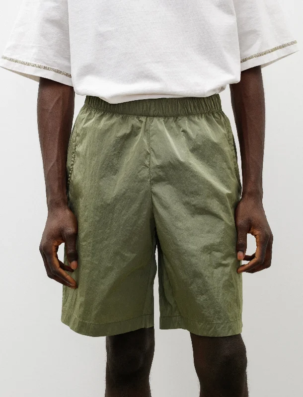 men's joggers with pockets -Big Short Nylon Olive