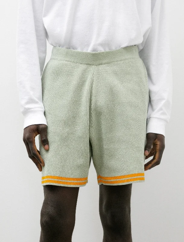 casual pants with elastic waist -Cordy Knit Shorts Mint Green