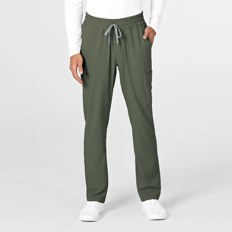 women's fleece pants -RENEW Mens Straight Slim Scrub Pant - Olive