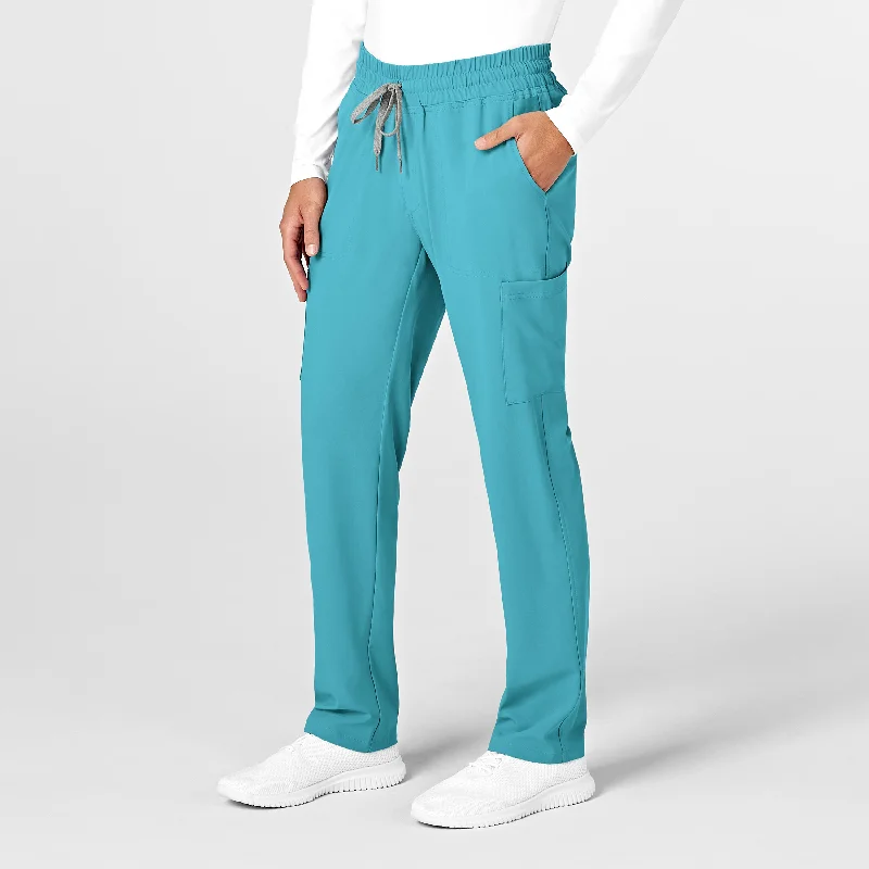 stretch dress pants for men -RENEW Mens Straight Slim Scrub Pant - Teal Blue