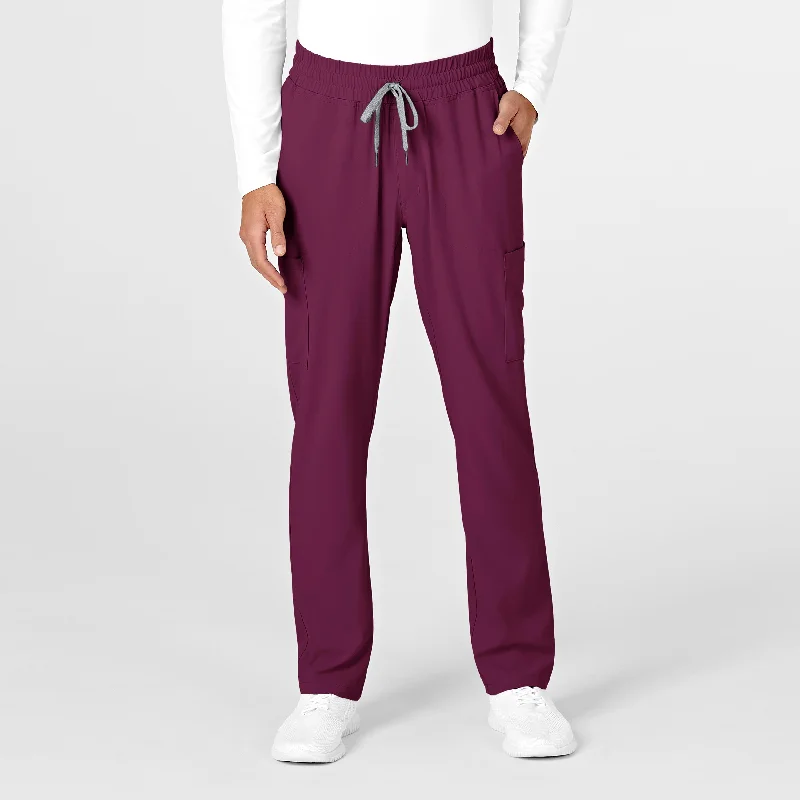 lightweight pants for office wear -RENEW Mens Straight Slim Scrub Pant - Wine