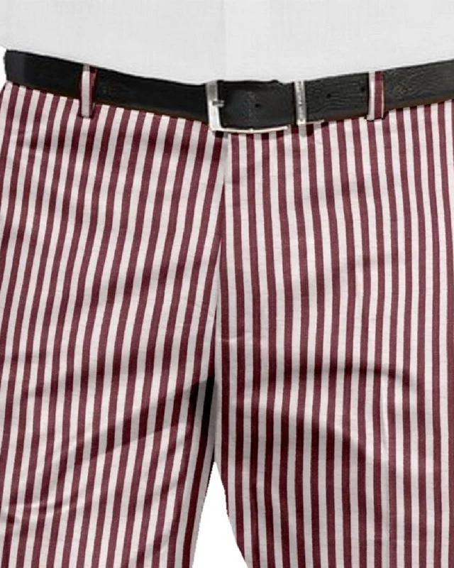 premium work pants for outdoor use -Shorts in Rose Red White Bengal Stripes Seersucker