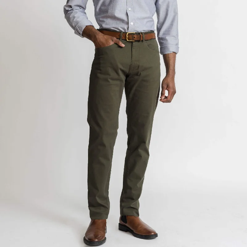 casual pants with elastic waist -The Forest Franklin 5 Pocket Custom Pant